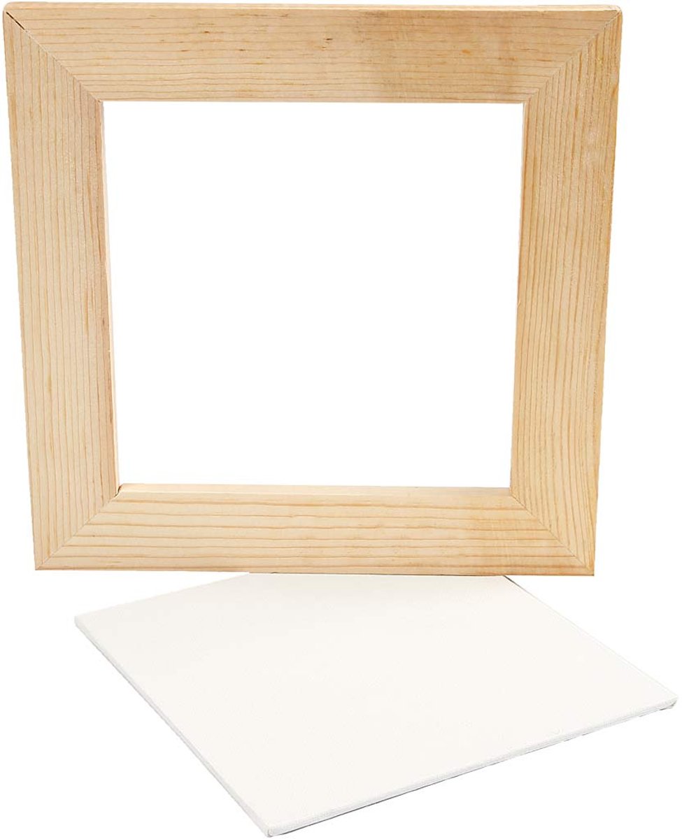 Canvas Paneel met Lijst, buitenmaat 20,8x20,8 cm, diepte 1,5 cm, Canvas paneel 15x15 cm, 1stuk [HOB-226200]